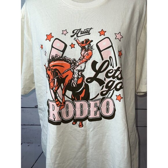 Ariat‎ Western Tee Shirt Large Graphic T-Shirt Boyfriend Fit Rodeo Cowgirl NWOT - Picture 1 of 7